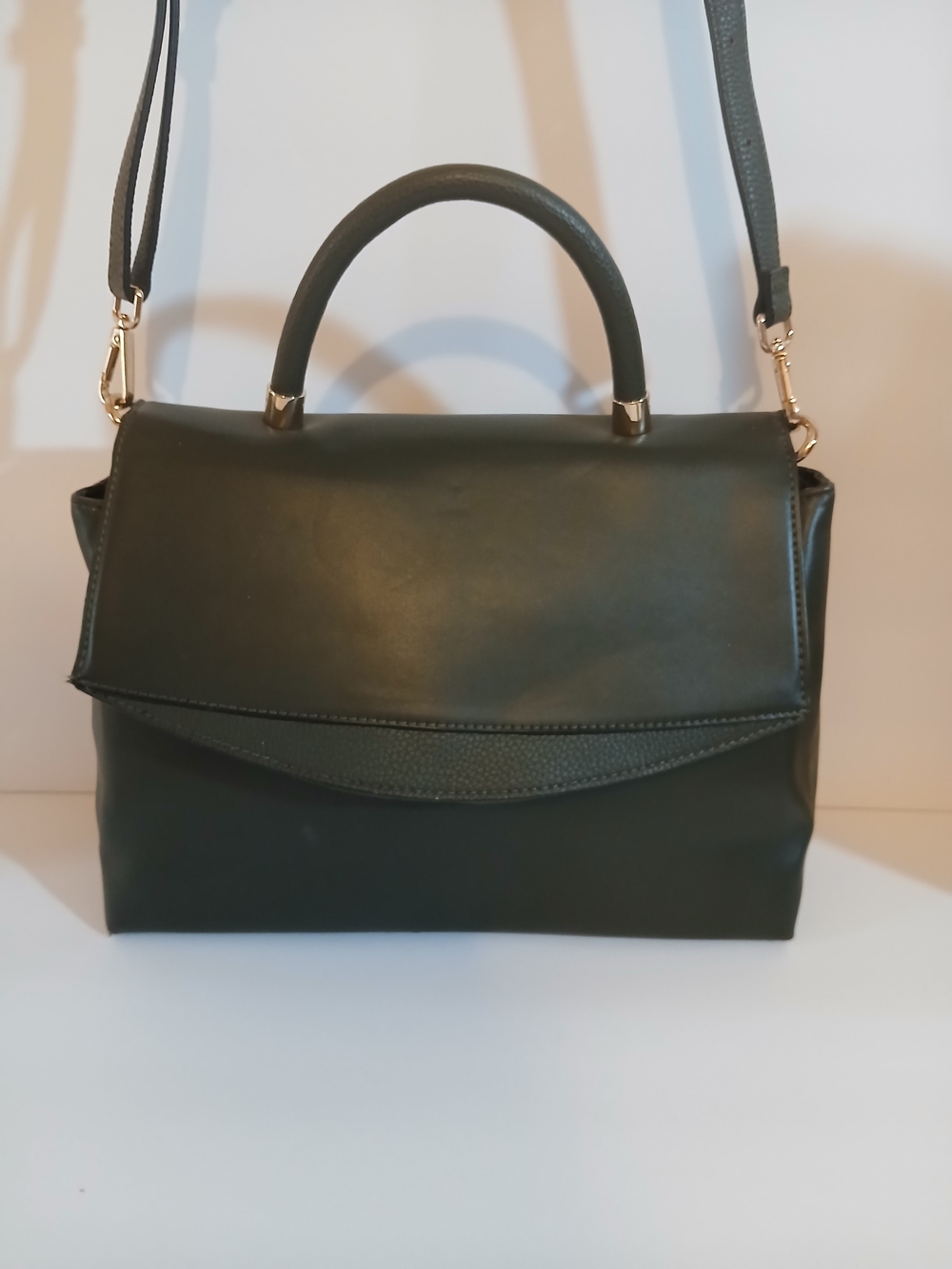 Olive Green Top Handle  Satchel -Removable Adj. Crossbody/Shoulder Strap.Mint